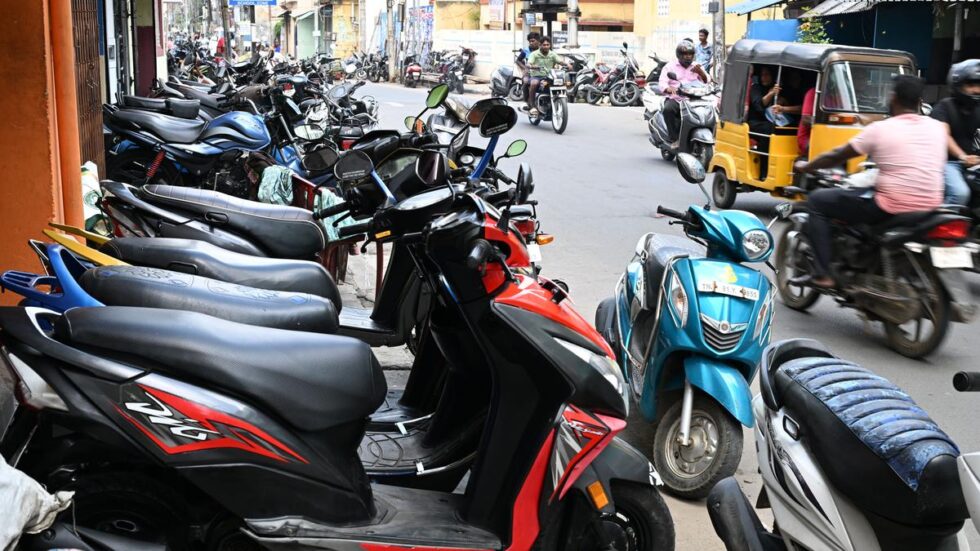 Haphazard parking by dealers on Pattabiraman Street affects movement of vehicles