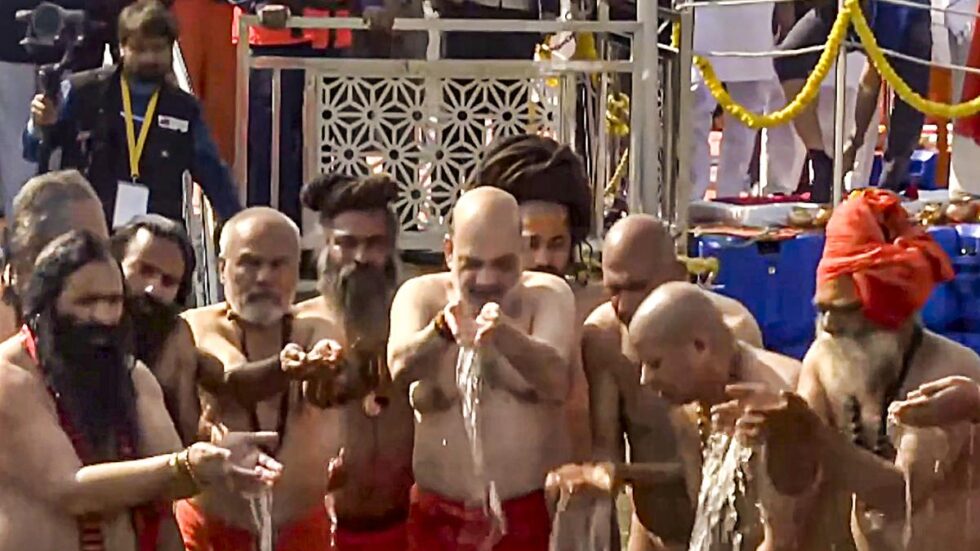 Maha Kumbh: Amit Shah takes dip in Sangam