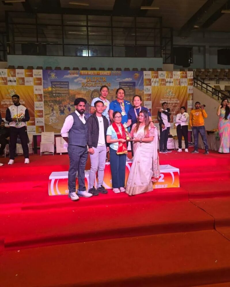 Karbi Anglong CEM’s Wife Wins Three Gold Medals At SBKF 2025 In Jaipur