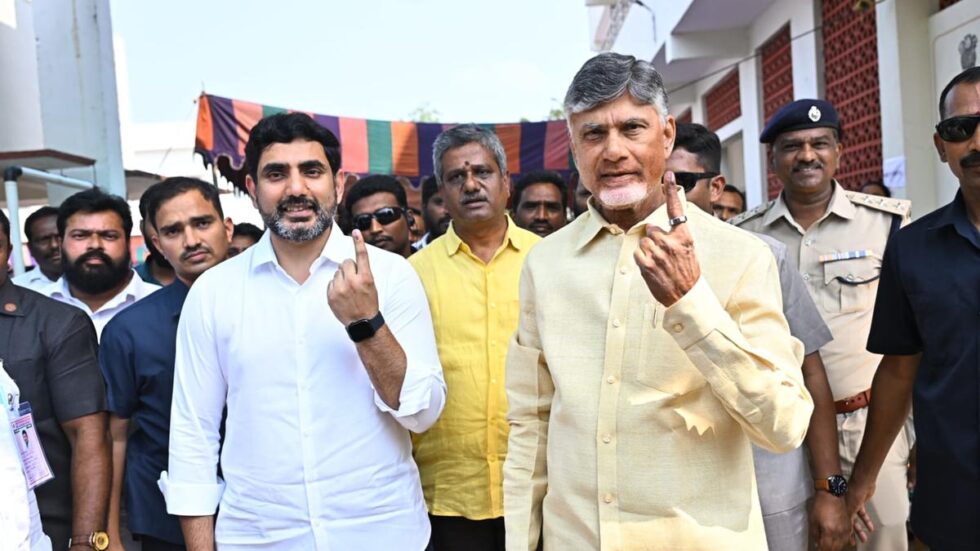 Andhra CM Chandrababu Naidu, Nara Lokesh cast votes in MLC elections