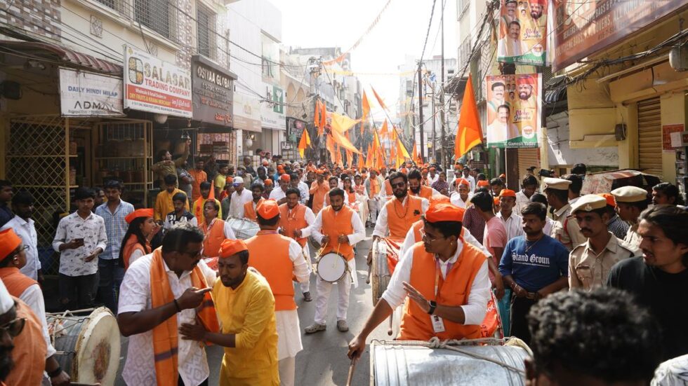 Chhatrapati Shivaji Jayanti: Traffic congestion at Hyderabad’s Puranapul due to processions