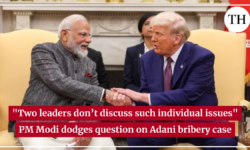 Watch | Two leaders don’t discuss such individual issues: PM Modi dodges question on Adani bribery case