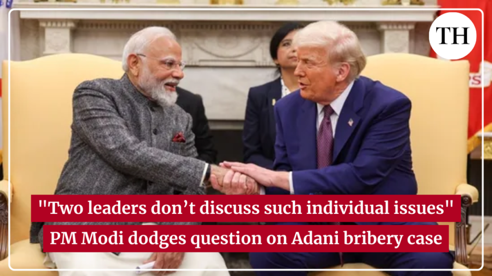 Watch | Two leaders don’t discuss such individual issues: PM Modi dodges question on Adani bribery case